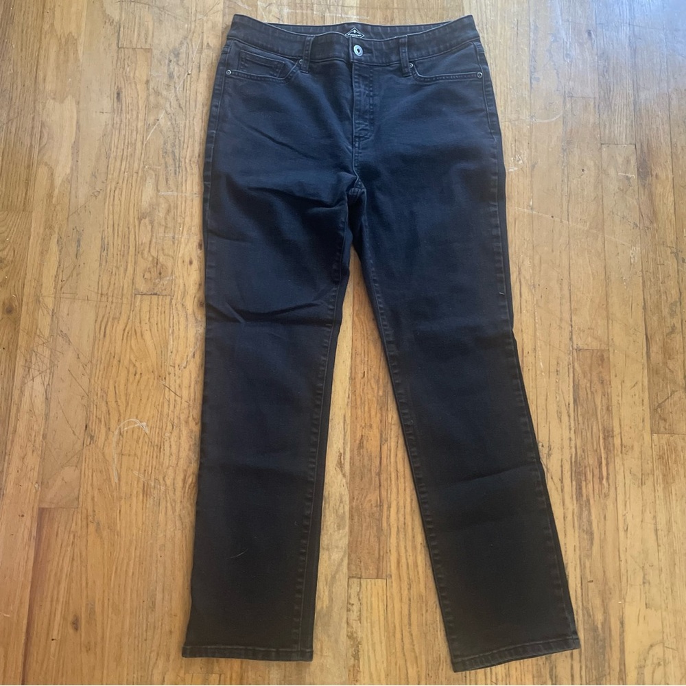 St. John’s Bay black denim straight leg pants Sz 12